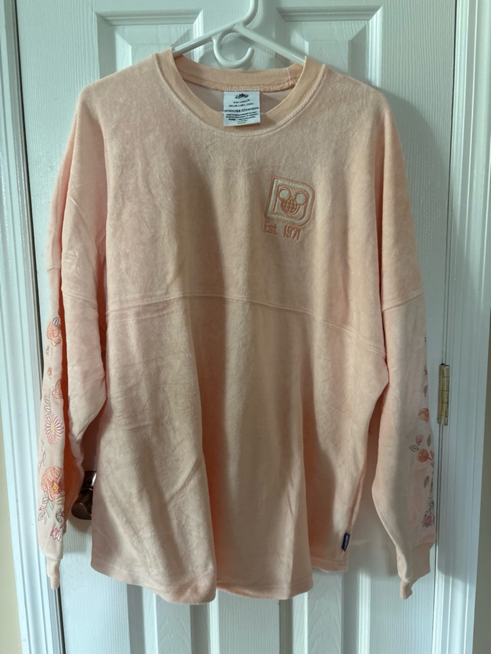 Disney Peach Pink Embroidered Floral Sweatshirt